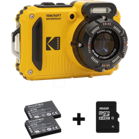 KODAK Pixpro Pack WPZ2 Kamera + 2 Akkus + 1 SD-Karte – kompakt 16 Megapixel, wasserdicht bis zu Einer Tiefe von 15, stoßfest, Video 720p, LCD-Display 2,7 – Li-Ion-Akku – Gelb