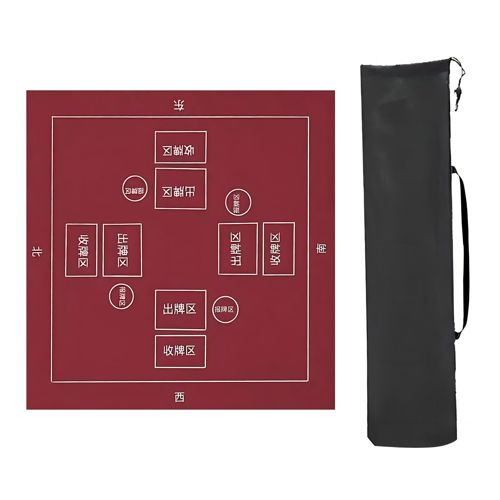 Mahjong Tischmatte,Kachel Spiele Tischabdeckung, For Tisch mit Regeln, verdickte, rutschfeste und geräuschreduzierende Mahjong-Matte, for Mahjong-Spiele und Pokerspiele(Red,70x70cm(27.55x27. 55in))