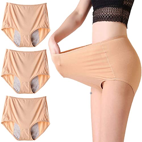 Inkontinenz-Unterwäsche, Waschbare Inkontinenz-Slips für Damen, Damen-Unterhosen, Slips aus Baumwolle, Wiederverwendbar, Zur Blasenkontrolle, Atmungsaktiver Stoff (3er-Pack)