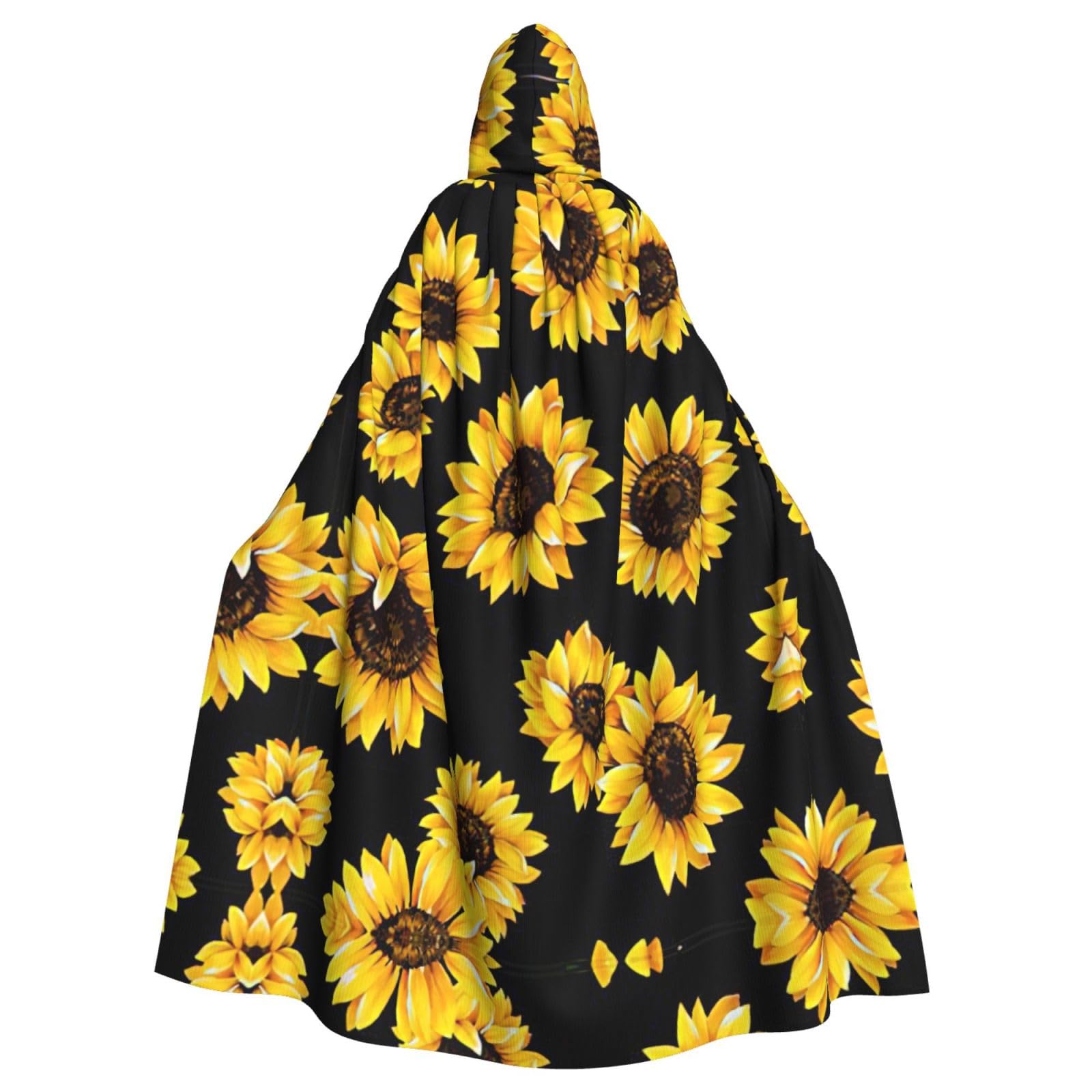 YQxwJL Sonnenblumen-Umhang mit Kapuze, lang, Unisex, mit Kapuze, Halloween, Weihnachten, Kostüme, Party-Umhang