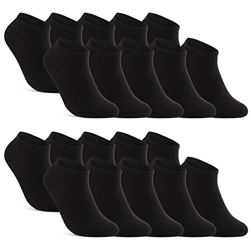 10 | 20 | 30 Paar Sneaker Socken Herren Damen Schwarz Weiß Grau Baumwolle 16900 (20x Schwarz 39-42)