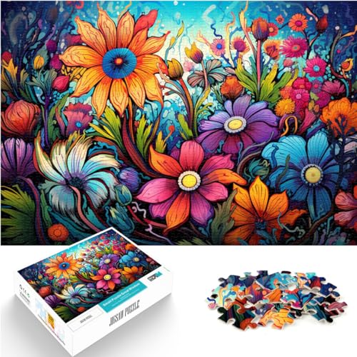 Puzzles zum Verschenken, schöne bunte Blumen, für Erwachsene, Puzzles mit 1000 Teilen, schwierige und anspruchsvolle Holzpuzzles, 1000 Teile (50 x 75 cm)