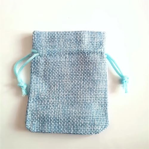 Baumwollbeutel mit Kordelzug 100Pcs/Lot Vintage Natural Jute Gift Pouches Linen Burlap Drawstring Bags Jewelry Packing Pouches Sachet Christmas Party Bags (Color : Blue, Size : 13x18 cm)