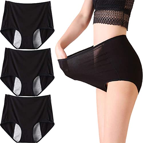 Inkontinenz-Unterwäsche, Waschbare Inkontinenz-Slips für Damen, Damen-Unterhosen, Slips aus Baumwolle, Wiederverwendbar, Zur Blasenkontrolle, Atmungsaktiver Stoff (3er-Pack)