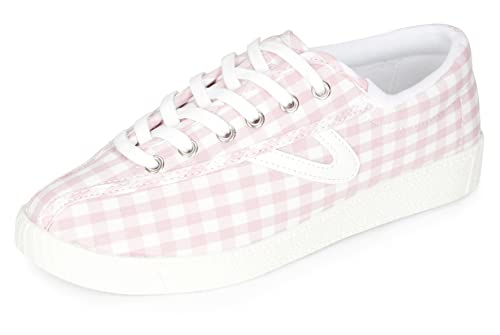 Tretorn Damen Nyliteplus Canvas Sneakers Schnürschuhe Casual Tennis Schuhe Klassischer Vintage Stil, rosa kariert, 43 EU