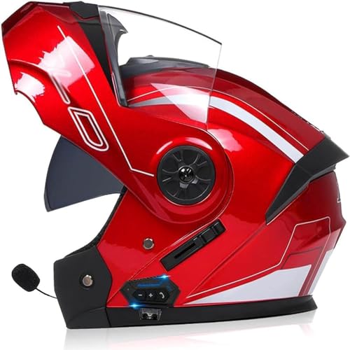 Integrierter Modularer Bluetooth-Motorradhelm Für Damen Und Herren, Integralhelme, Klapphelm Mit Doppelvisier-Motorradhelmen, DOT/ECE-Geprüft H,M 57~58CM