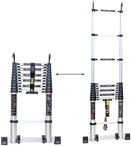 RASOANOA Teleskopleiter Leitern Teleskopleiter Aluminium-Teleskopleiter Mehrzweck-Hochleistungs-Ausziehleiter Hohe Leiter mit Haken und Rad zum Klettern im Freien (Farbe: 7 m/15,4 ft) Ehe Ambitious