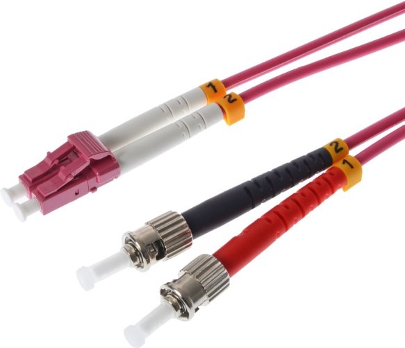 Helos - Patch-Kabel - ST multi-mode (M) zu LC Multi-Mode (M) - 10 m - Glasfaser - Duplex - 50/125 Mikrometer - OM4 - Erikaviolett