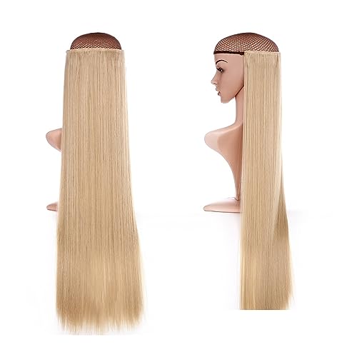 Clip-in-Haarverlängerungen Synthetische Haarverlängerung, 66 cm, hellblond, Clip-in-Haarverlängerung, langes, glattes, natürliches Ombre-Blond-Haarteil for Frauen Clip-in-Haarverlängerungen aus Echtha