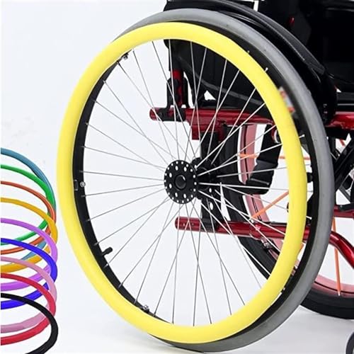 1 Paar Silikon Rollstuhl-Schubradabdeckungen 24 Zoll Sport Rollstuhlabdeckungen Rutschfeste Handschiebeabdeckung Rollstuhlzubehör Handschiebering-Schutzbezug For Alle Rollstühle(Color:6)