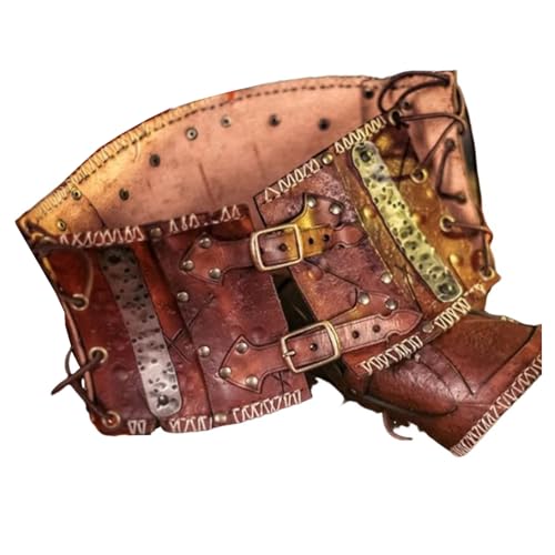 MDFCZXP Mittelalterlicher Steampunk Schnürgürtel - Frauen Ritterrüstung Gebundenes Korsett Elastischer Taillengürtel,Rot,130cm