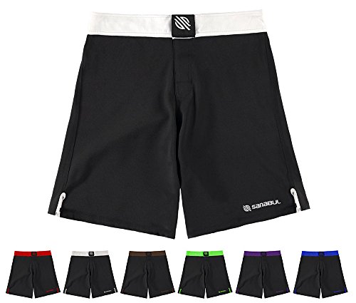 Sanabul Essential MMA Shorts | BJJ Shorts | Boxshorts | Kampfshorts, Weiss/opulenter Garten, 34