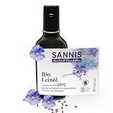 Sannis Bio-Leinöl extra nativ 500 ml I Leinsamenöl aus kontrolliert biologischem Anbau I kaltgepresst & ungefiltert I reich an Omega-3-Fettsäuren I nussig milder Geschmack ideal für Salat & Joghurt