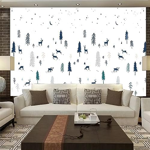 XLMING Niedliche Hirsche Wald 3D Tapete Home Dekoration Wohnzimmer Sofa Schlafzimmer Tv Hintergrund Wand-300cm×210cm