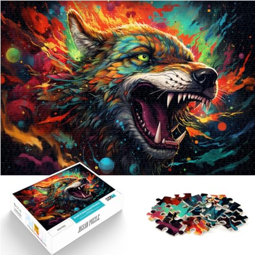 Puzzles Bunter Alien-Wolf Puzzle für Erwachsene 1000 Teile Holzpuzzle Jedes Teil ist einzigartig - Anspruchsvolles Familienspaßspiel 1000 Teile (50x75cm)