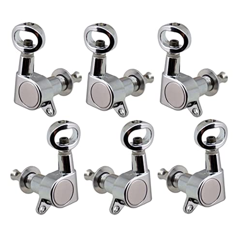 Gitarre-Tuning-Pegs-Tuner Maschinenköpfe Full Closed Tuning PEG Sliver/Schwarz Für Elektrische/Akustische Gitarre Stimmwirbel Mechaniken (Color : Silver)