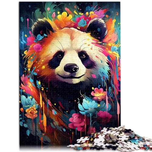 Puzzle für psychedelischen bunten Panda für Erwachsene, 1000 Teile Puzzle, Holzpuzzle, Denksportspiel für anspruchsvolles Puzzlespiel und Familienspiel (50 x 75 cm)