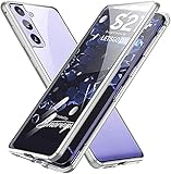 Kompatibel mit Samsung Galaxy S22 Hülle, 360-Grad-Schutz, Metall-Stoßfänger mit magnetischer Adsorption, Vorder- und Rückseite, transparentes gehärtetes Glas, einteilige Klapphülle, klares Silber