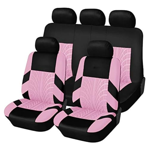 Ashild Auto Sitzbezüge Sets für Dacia Sandero Stepway 3.GEN 2.Gen 2012-2025, Stoff Autositzbezüge Schonbezüge Sitzbezug Sitzschoner Vorne Und Hinten Atmungsaktiv Zubehör,F/Pink