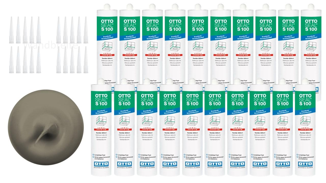 OTTOSEAL S 100 Premium-Sanitär-1K-Silikon Dichtstoff matt auf Acetat Basis Otto Chemie 20er Set (20x matt sanitärgrau C8681)