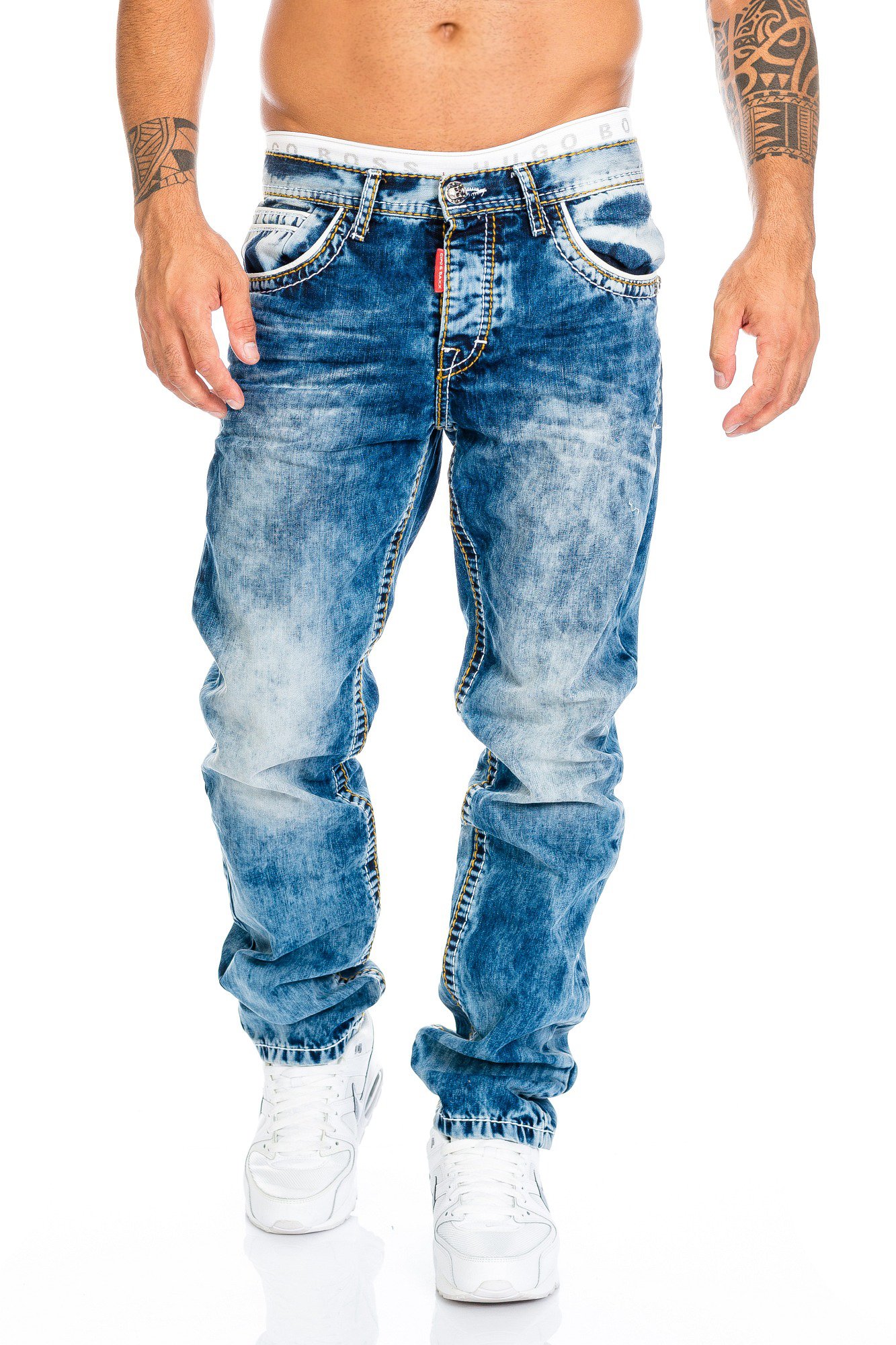 Cipo & Baxx Herren Jeans Hose mit Nähten (W32/L32)