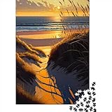 Sonnenuntergang am Strand, Holzpuzzle für Erwachsene, Puzzle-Spielzeug, 1000 Teile, Puzzle für Erwachsene, Holzpuzzle für Erwachsene und Teenager, 75 x 50 cm