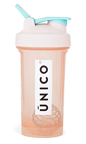 UNICO Crystal Pink Shaker-Flasche – 680 ml – extra langlebig,auslaufsicher,Tritan-Kunststoff BPA-frei,gebogener Boden für einfache Reinigung,niedliche Shaker-Flaschen,Protein-Shaker mit Rührball