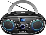 Silva-Schneider 1901850 MPC 19.4 UKW Radio mit CD-Player, AUX, USB, Schwarz/Silber