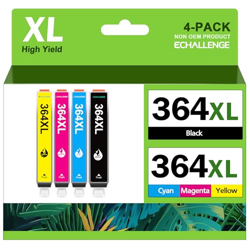 ECHALLENGE 364XL Kompatible für HP 364 Druckerpatronen 364 XL Schwarz für Photosmart 5520 5510 5520 5524 Deskjet 3520 Officejet 4622 4622, 5510 5520 5524 6520 5515 7520 (Schwarz, Cyan, Magenta, Gelb)