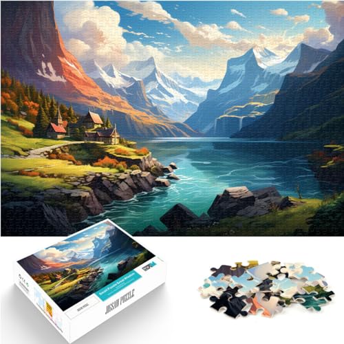 Puzzles zum Verschenken, farbenfrohe Landschaftsmalerei, lustige Puzzles für Erwachsene, 1000-teiliges Holzpuzzle für Familienaktivitäten, Puzzles 1000 Teile (50 x 75 cm)