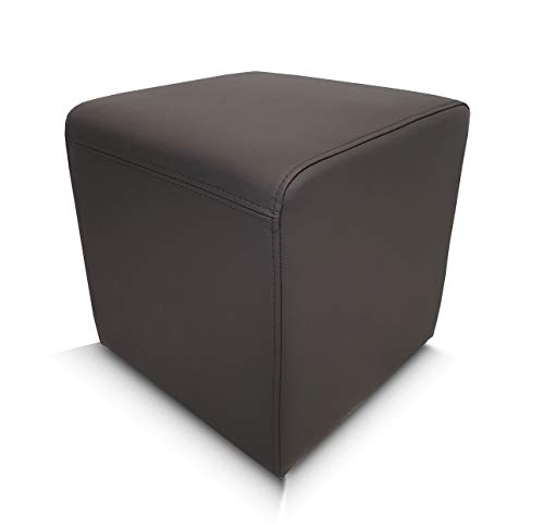 Quattro Meble Hocker 40x40x40 aus sehr dunkelbraunem Echtleder Hermes Caffe Sitzhocker Rindsleder Sitzwürfel Fußhocker Polsterhocker Echt Leder Puff