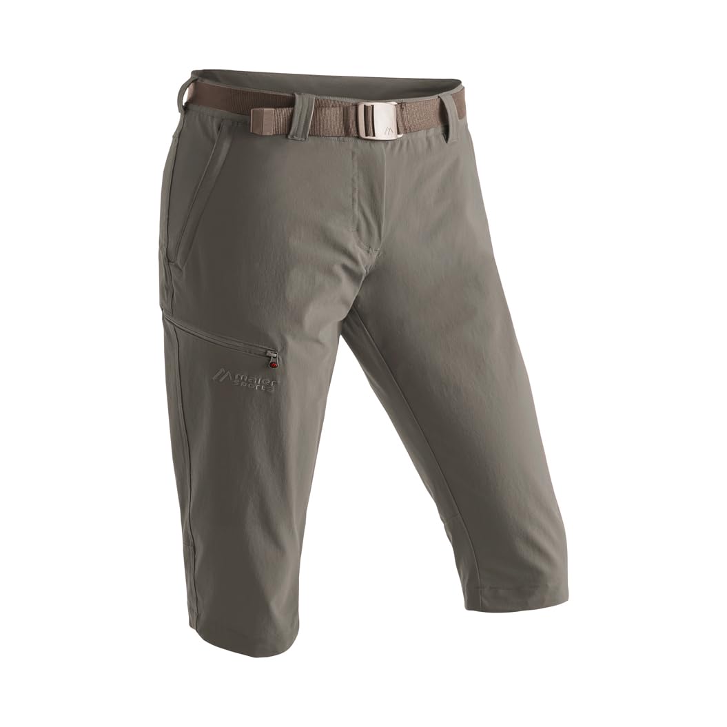 Maier Sports Inara Slim 3/4, Damen Wanderhose, Wasserabweisende Dreiviertelhose für Trekking und Hiking, Enganliegender Schnitt, PFC-frei, mSTRETCH pro 4 & Dryprotec, Braun, 44 (W35/L32)