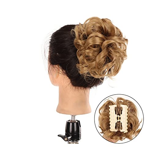 Bun Haarteile Haarteile, synthetische, zerzauste Hochsteckfrisur-Haarverlängerungen, Haarteil, unordentlicher Krallenclip, Dutt-Haarteil, gewelltes, lockiges Haar, Dutt, Clip-in-Klauen-Chignon-Pferdes