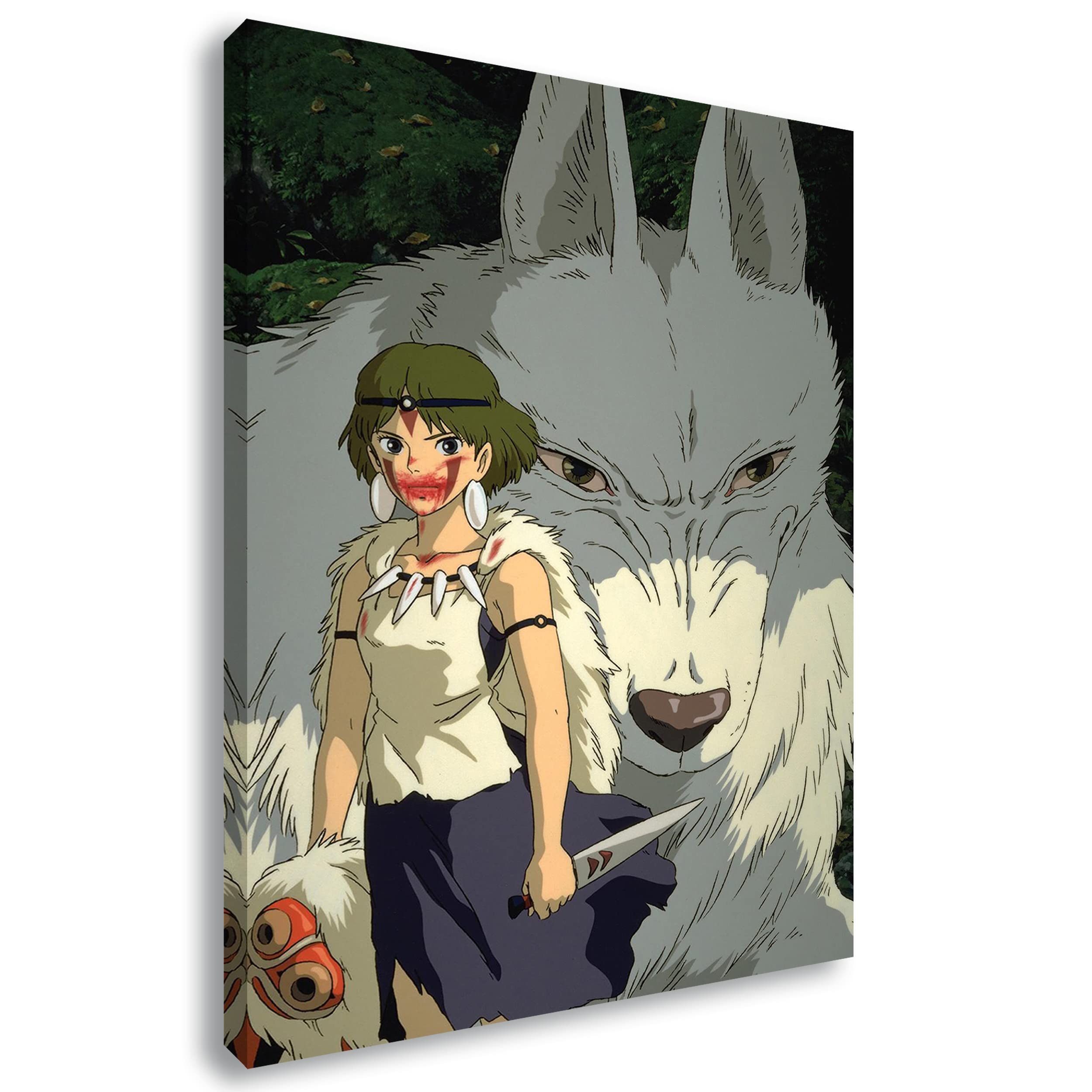 Artis Prints Leinwandbild Prinzessin Mononoke | Anime - Studio Ghibli - Cartoon, Wandbild auf Keilrahmen gespannt - Klein bis XXL, Wohnzimmer - Flur - Dekoration