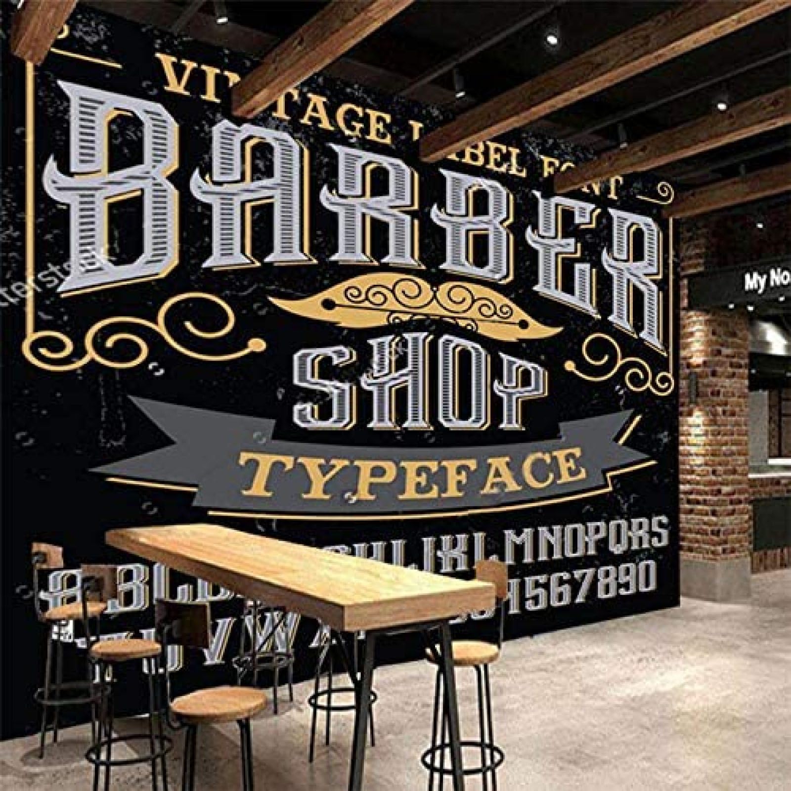 3D-moderne Barbershop-Themenelemente Barbershop-Wand-Wohnzimmer-Tapete 3D Tapete Vlies Effekt Tv Die Fototapete Wandbild Wohnzimmer Schlafzimmer-400cm×280cm