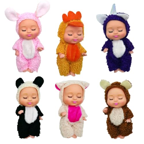 Wiedergeborene Babypuppen – 6X Wiedergeborenes Schlafendes Kleinkind | Rebornpuppen Mädchen Weich | Drehbare Gliedmaßen, Bewegliche Gelenke | Realistische Sammlerfiguren Für Kinderwagen, Wohnzimmer