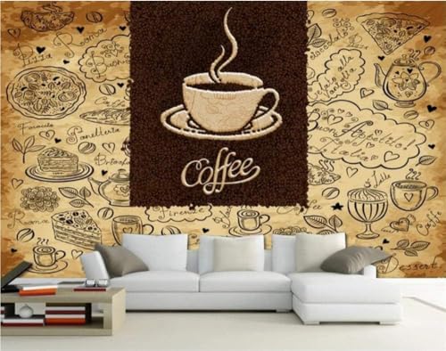 Retro Casual Coffee House Dessert Shop 3D Tapete Poster Restaurant Schlafzimmer Wohnzimmer Sofa TV Dekorative Wand-350cm×256cm