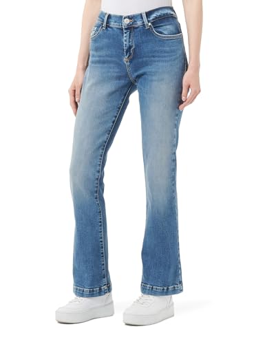 LTB Jeans Damen Jeanshose Fallon - Jeans Damen mit Reißverschluss und einfachen 5 Taschen, Flacher Vorderseite und mittlerer Taille aus Baumwollmischung - Mittel Blau Größe 34/30