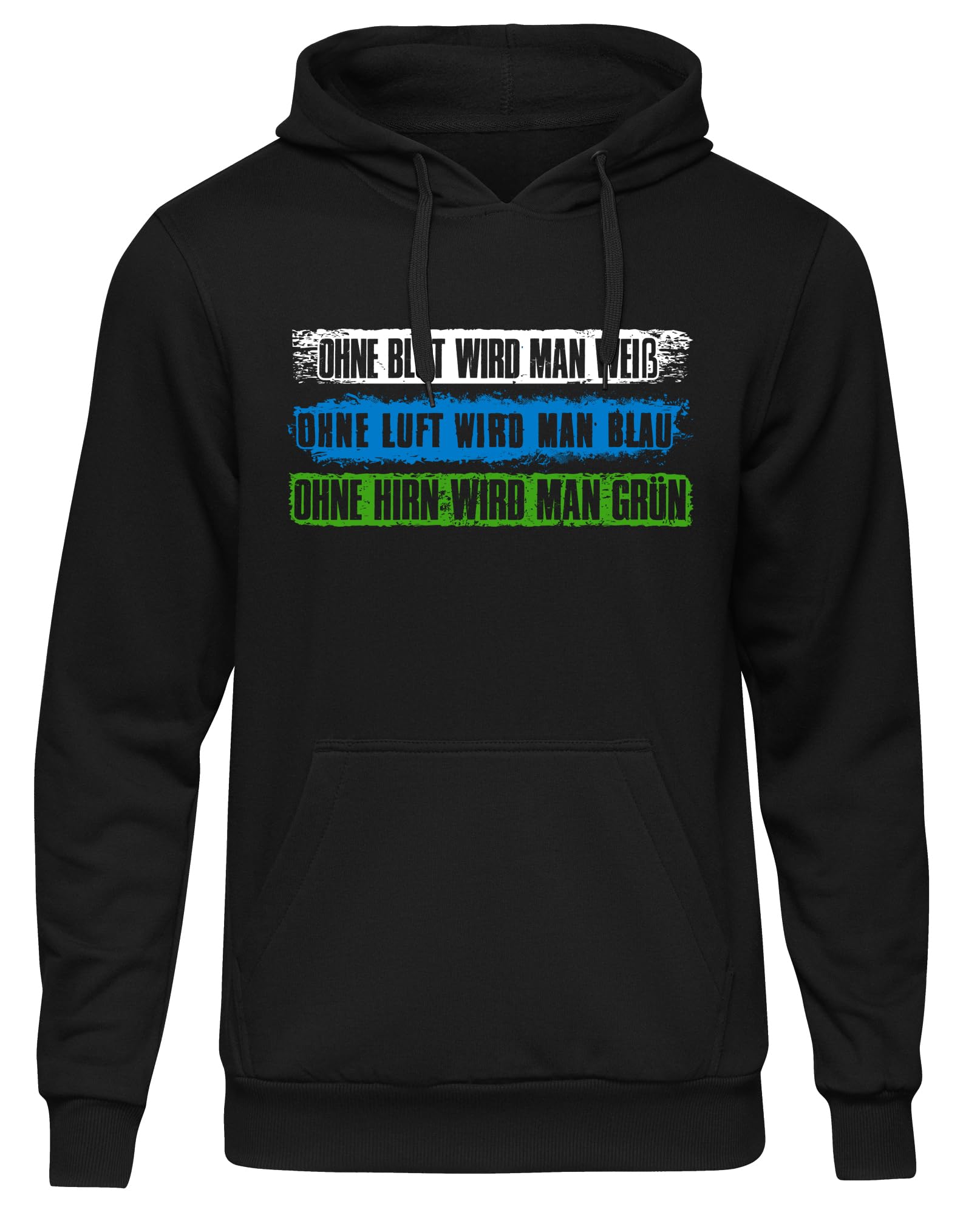 UGLYSHIRT Ohne Hirn Grün Herren Kapuzenpullover | Anti Grün Pullover Demo Hoodie Widerstand Politik Anti Wo Recht Zu Unrecht Wird | Schwarz (3XL)