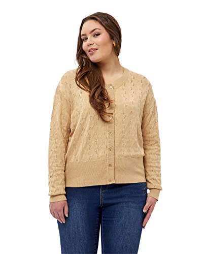 Peppercorn Damen Tana Short Cardigan Curved kurze Strickjacke, 0273m Warm Sand Melange, 50 EU