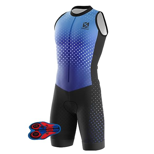 Triathlon Anzug Herren Herren Radsportanzug gepolstert einteilig Trisuit Bike Top Short Trisuit Einteiler für WettkampfGeeignet zum Laufen, Radfahren, Schwimmen. (TYP-4,XXXL)