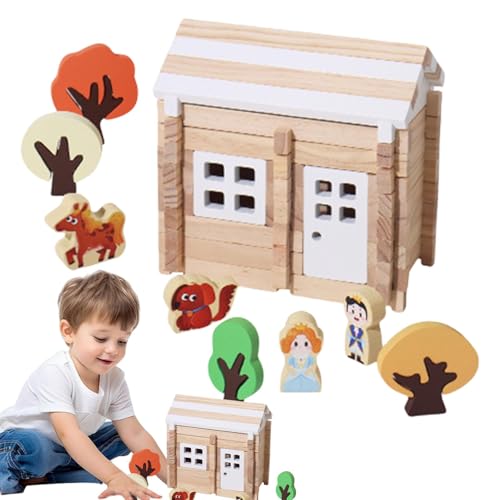 Holzklötze für Kinder, 3D-Holzpuzzle,Interaktives Holzpuzzle-Bauset | Holzbausatz, Hausbauspielzeug, Lern- und Bildungsspielzeug für Kinder