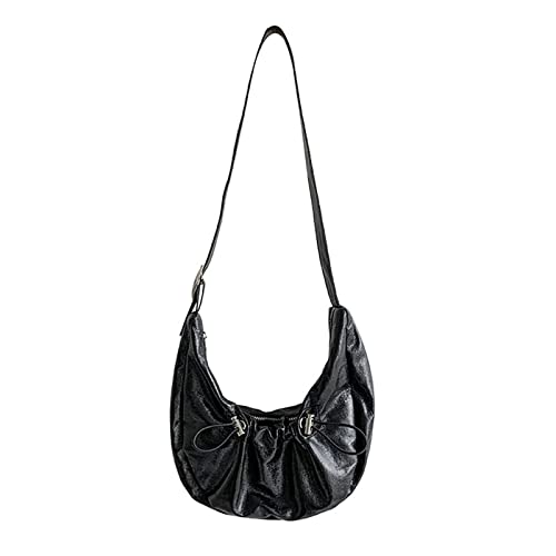 ohodhmnu Damen-Tragetasche, modische Tasche, Achseltasche, Handtaschen, Schultertaschen für Mädchen, Frauen, plissierte Taschen, Tragetasche, Unterarmtaschen, Schwarz , with scarf