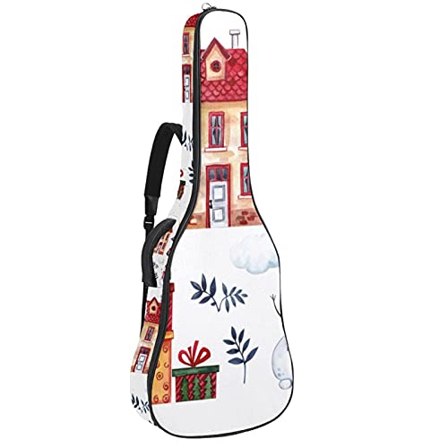 Gitarrentasche Schutz- und Transporttasche für akustische und klassische Gitarren wasserfest und gepolstert Weisse Weihnachten 108.9x42.9x11.9 cm