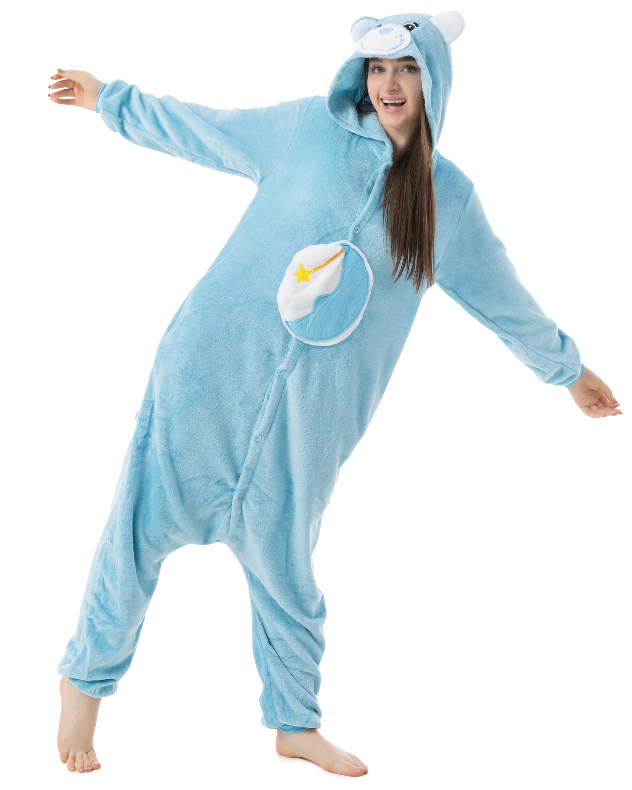 Katara Glücksbärchi-Kostüm Onesie, Schläfchen-Bärchi, Schlummer-Bärchi, Karnevals-Kostüm, Blau