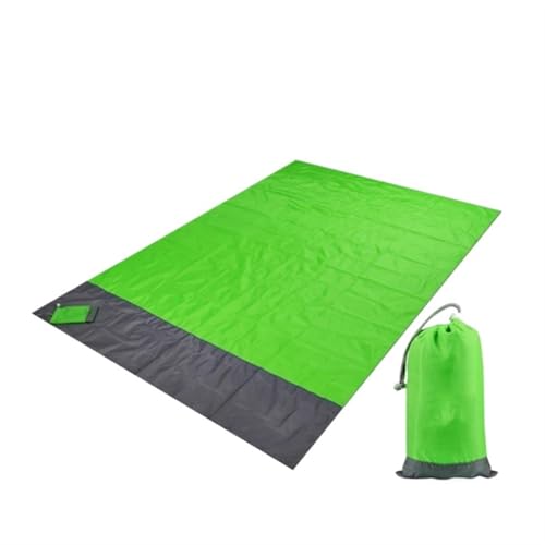 MOHUIED Wasserdichte Strandmatte, extra groß, Outdoor-Campingmatte, Decke, faltbar, sandfrei, Taschenmatratze, tragbar, leicht, Picknick-Matten, große Picknickdecke, wasserdicht (grün-grau, 140 x 200