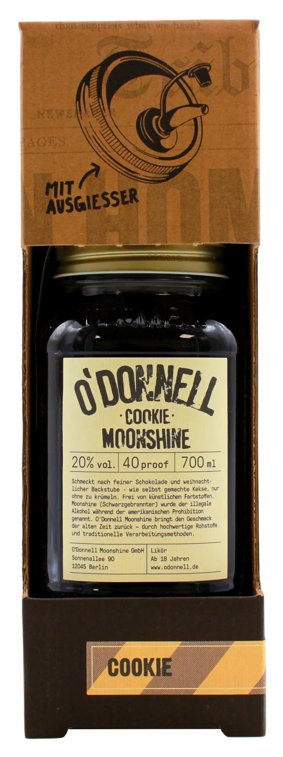 O`Donnell Moonshine Cookie 20% vol. Kombiset, (1 x 700ml)