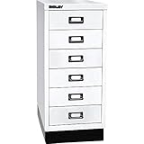 BISLEY MultiDrawer, 29er Serie mit Sockel, DIN A4, 6 Schubladen, Metall, 696 Verkehrsweiß, 38 x 27.9 x 67 cm