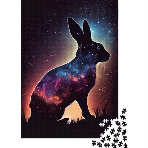 1000-teiliges Puzzle für Erwachsene und Teenager, Kaninchen-Galaxie, Holzpuzzle für Erwachsene, präziser Schnitt, 1000-teiliges Puzzle, 75 x 50 cm