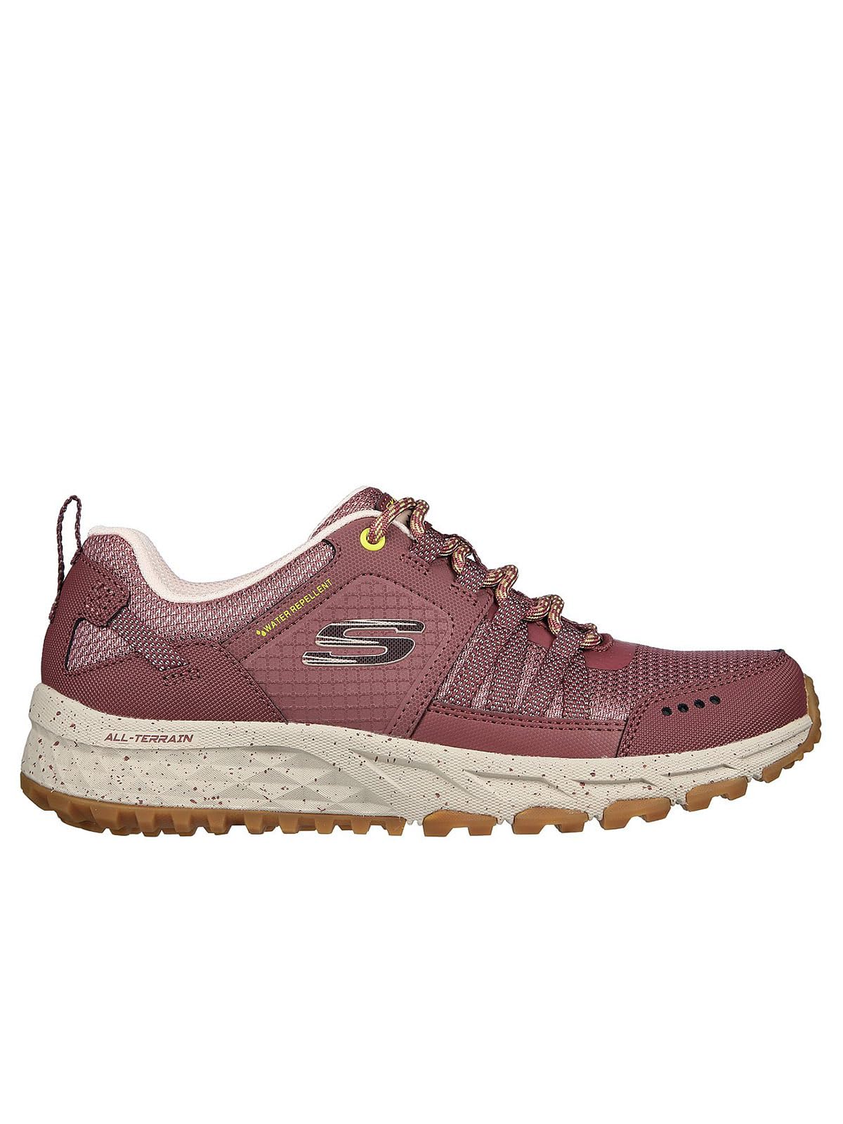 Skechers Damen Escape Plan Endless Pursuit Oxford, Mauve Leder Mesh Gelb Rand, 36 EU